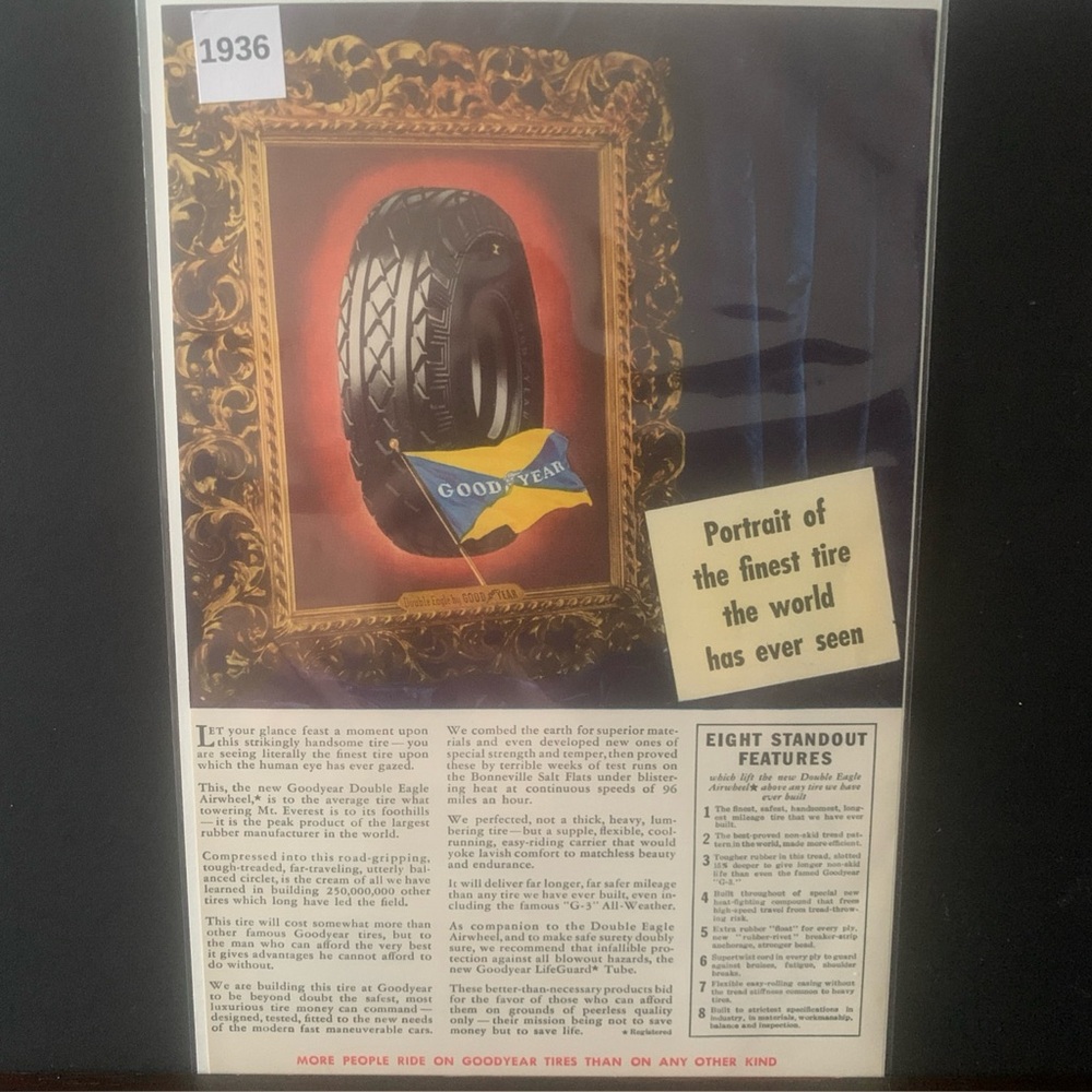 Vintage 1936 Goodyear Portrait of the Fine Tire the World Ad Advertisement